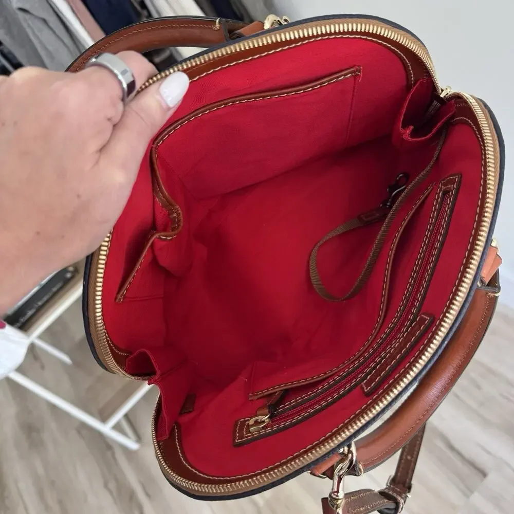 Dooney & Bourke Pebble Grain Zip Zip Satchel in navy NWOT #VW